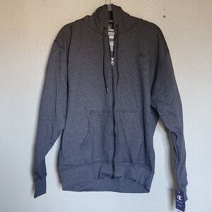 CHAMPION Men's Powerblend Fleece Zip Hoodie - Grey Heather - Large